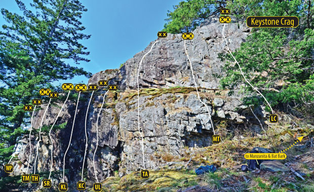 Keystone Wall, rock climbing Quadra Island, BC